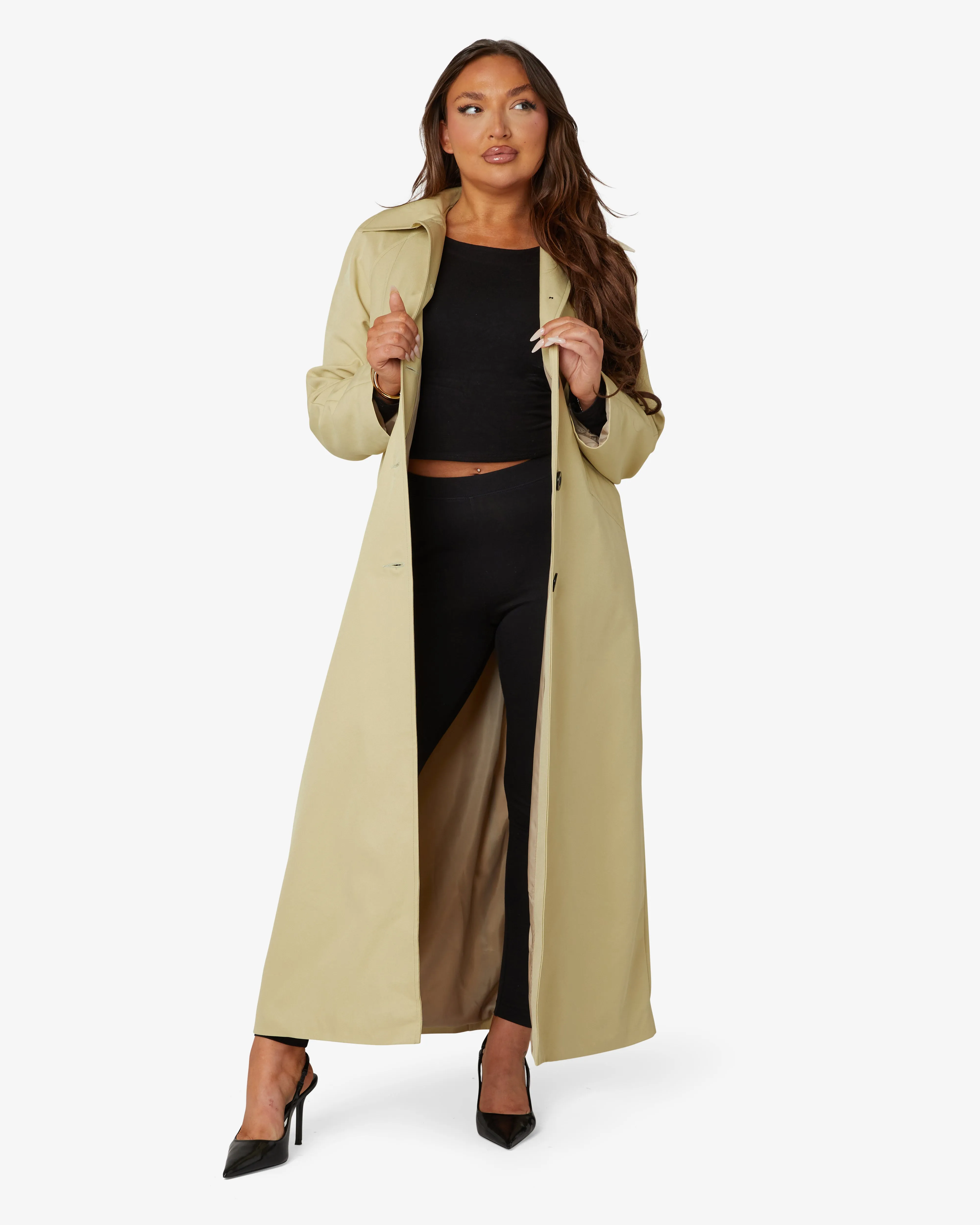 Spring/Summer Single Breasted Longline Collared Mac Coat (1204-SP)