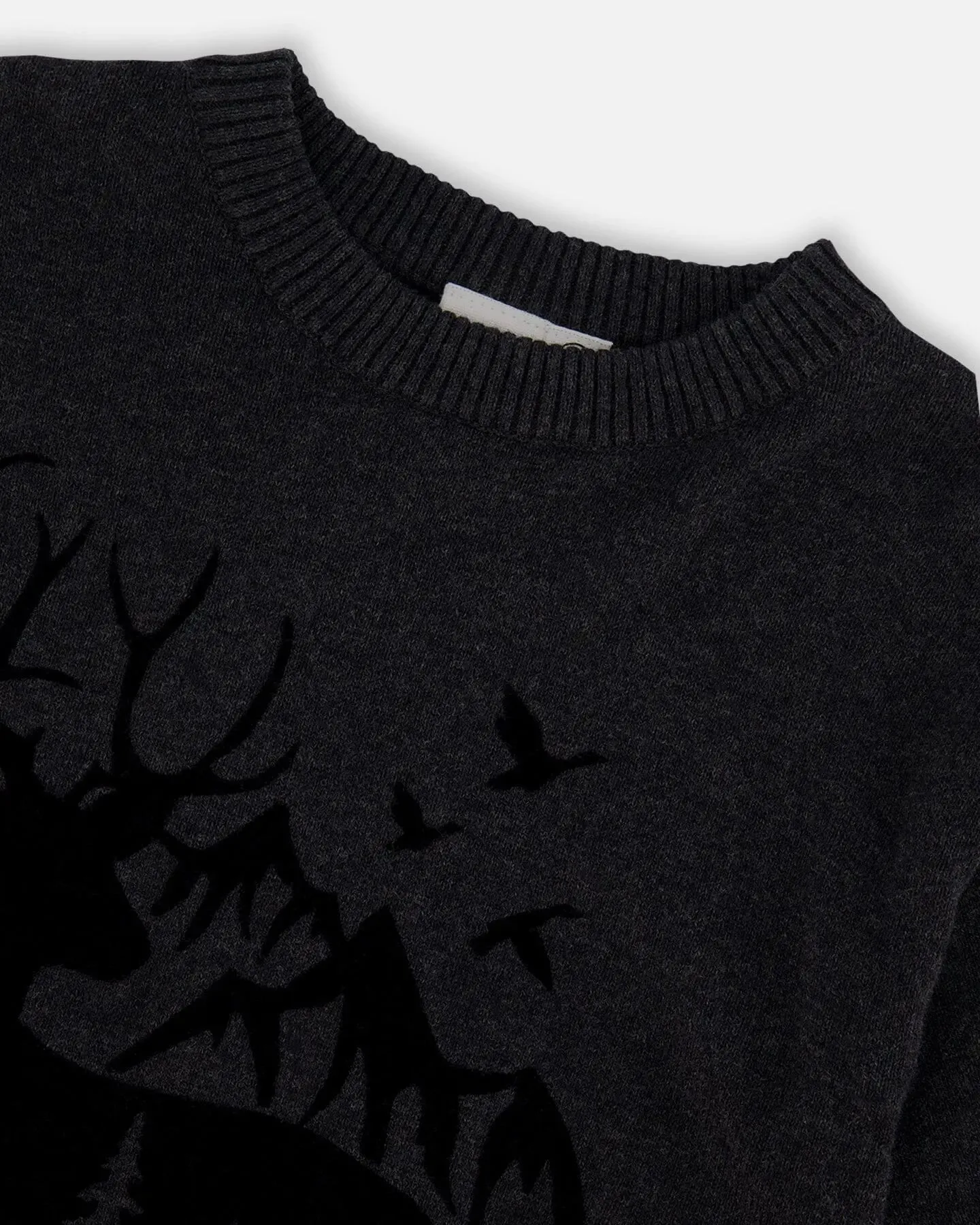 Sweater With Deer Flocking Dark Gray