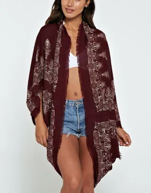 Trophy Wife Cocoon Cape in Merlot/Bone