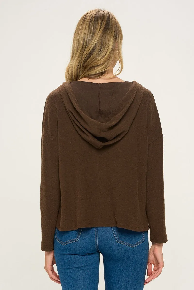 Warm and Fuzzy Brown Soft Knit Hoodie - Final Sale