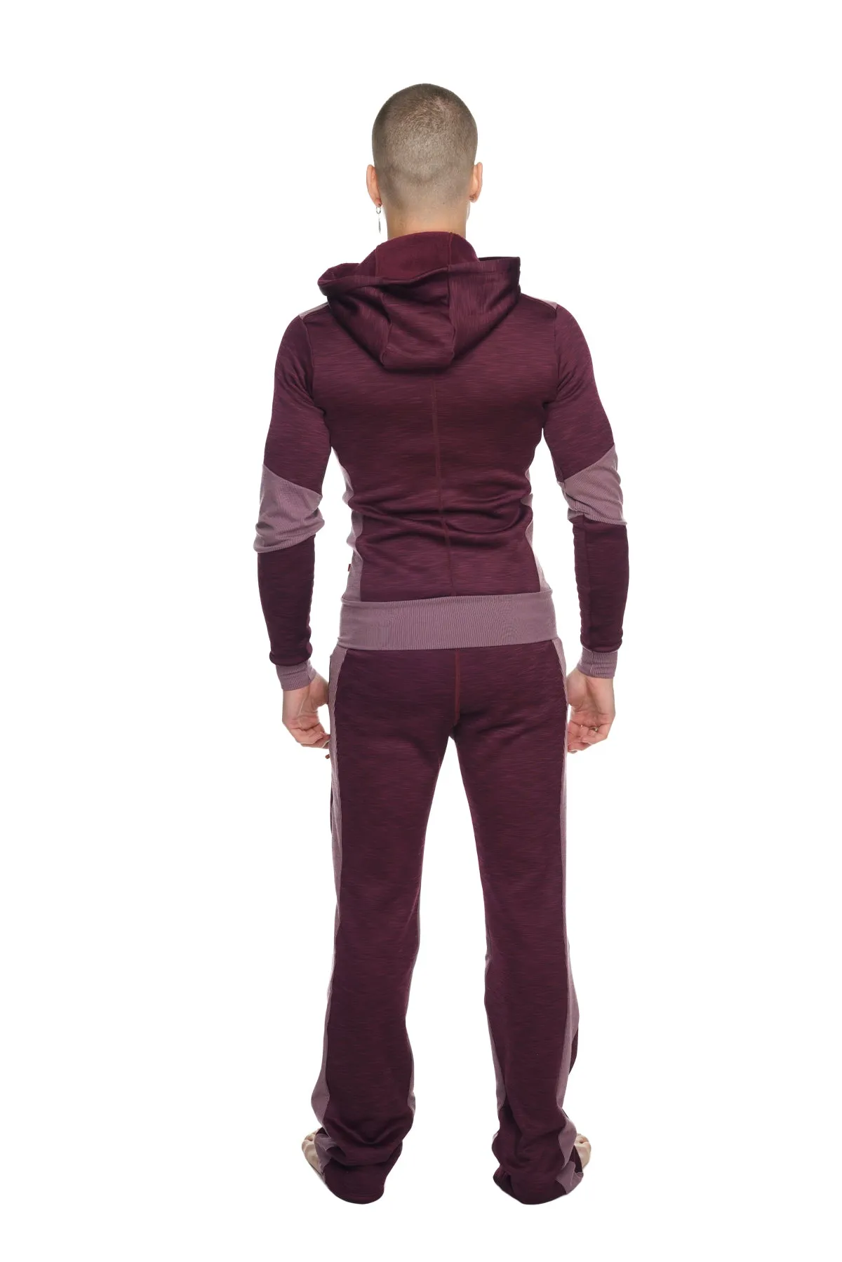 **Winter Collection** HEAVY-Weight Performance-Luxe-Fleece Form-fit Crossover Yoga Track Hoodie (Plum Purple)